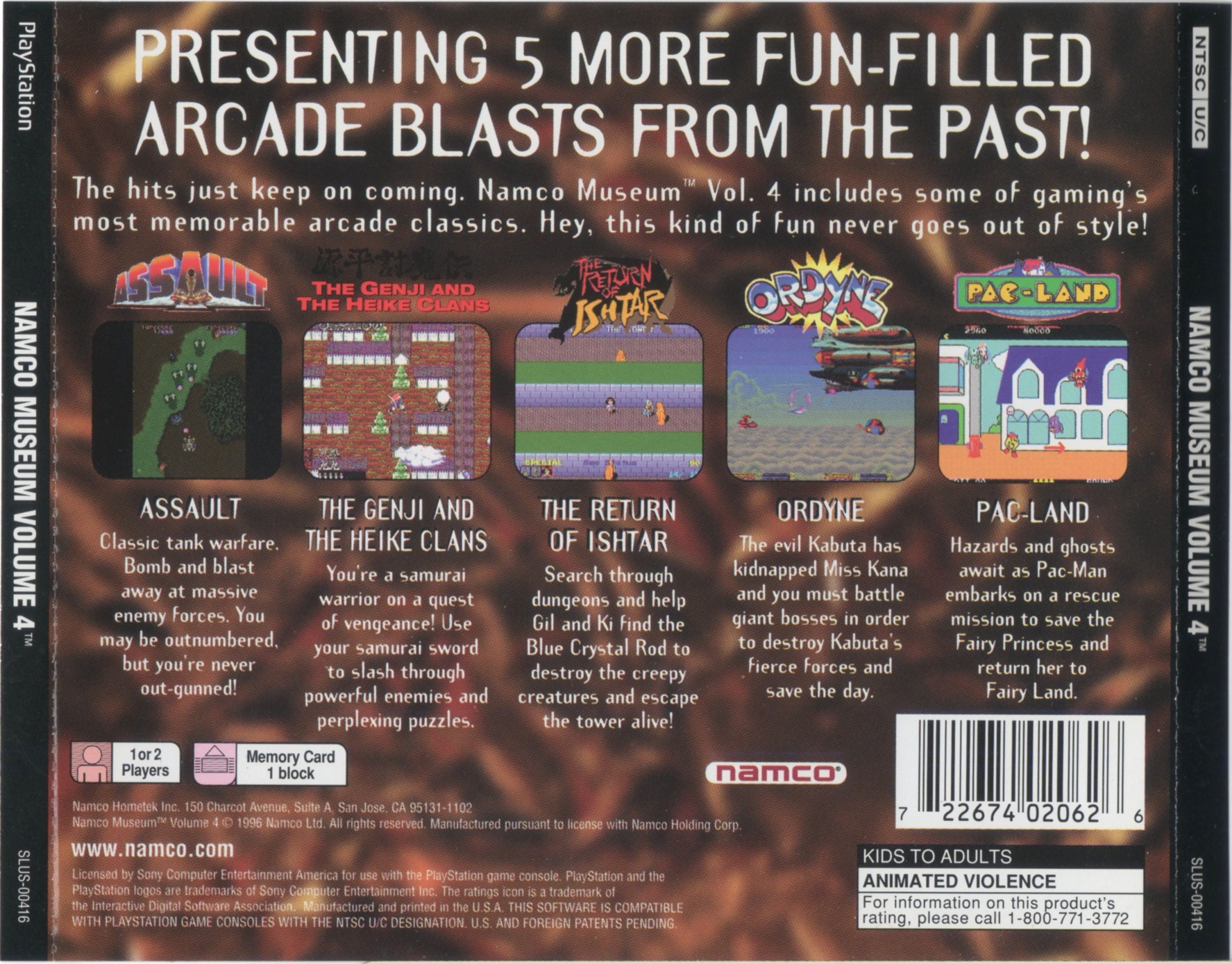 Contraportada de Namco Museum Vol.4 · US