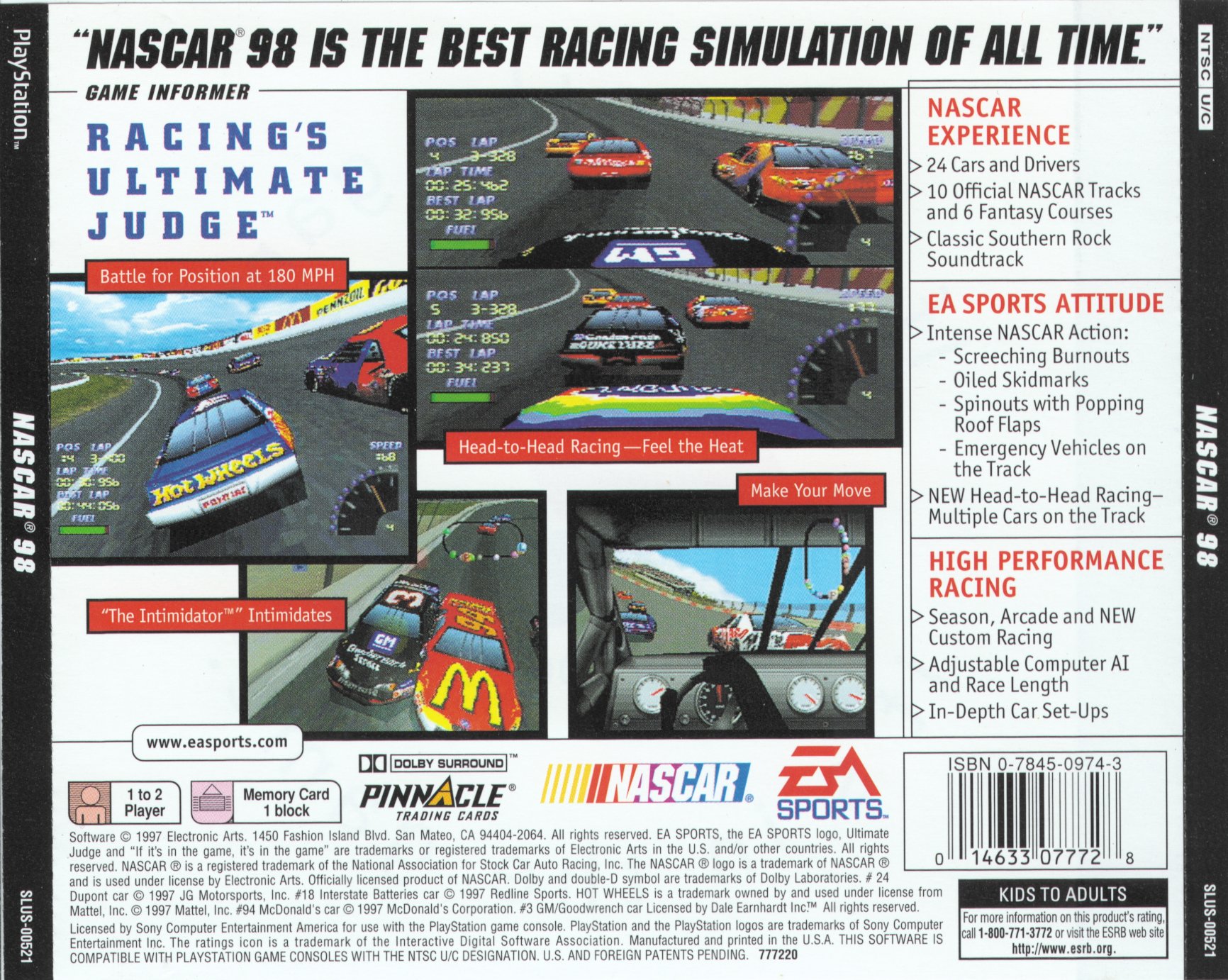 Contraportada de NASCAR 98 · US
