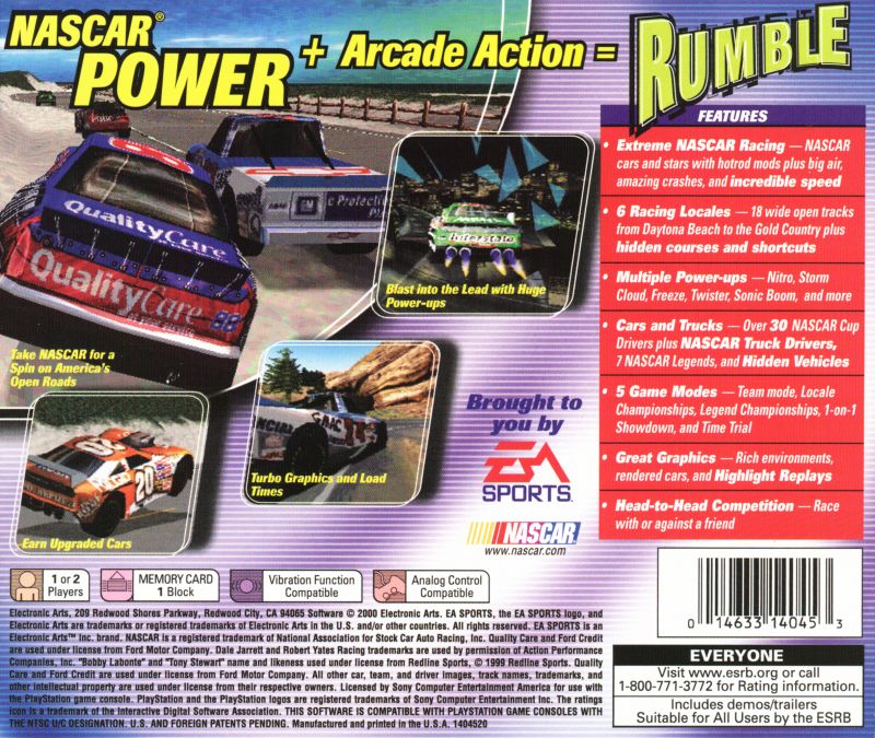 Contraportada de NASCAR Rumble · US