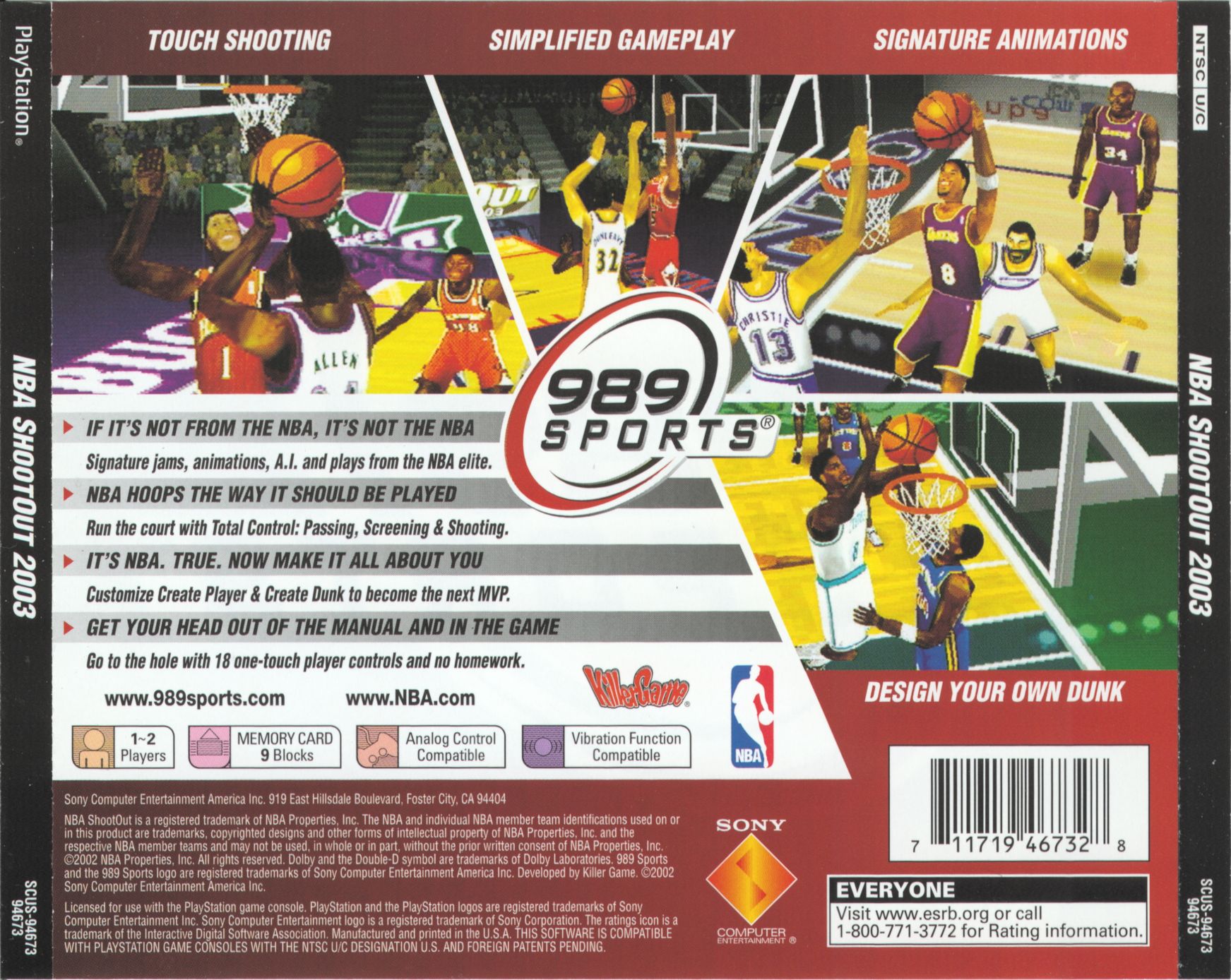 Contraportada de NBA ShootOut 2003 · US