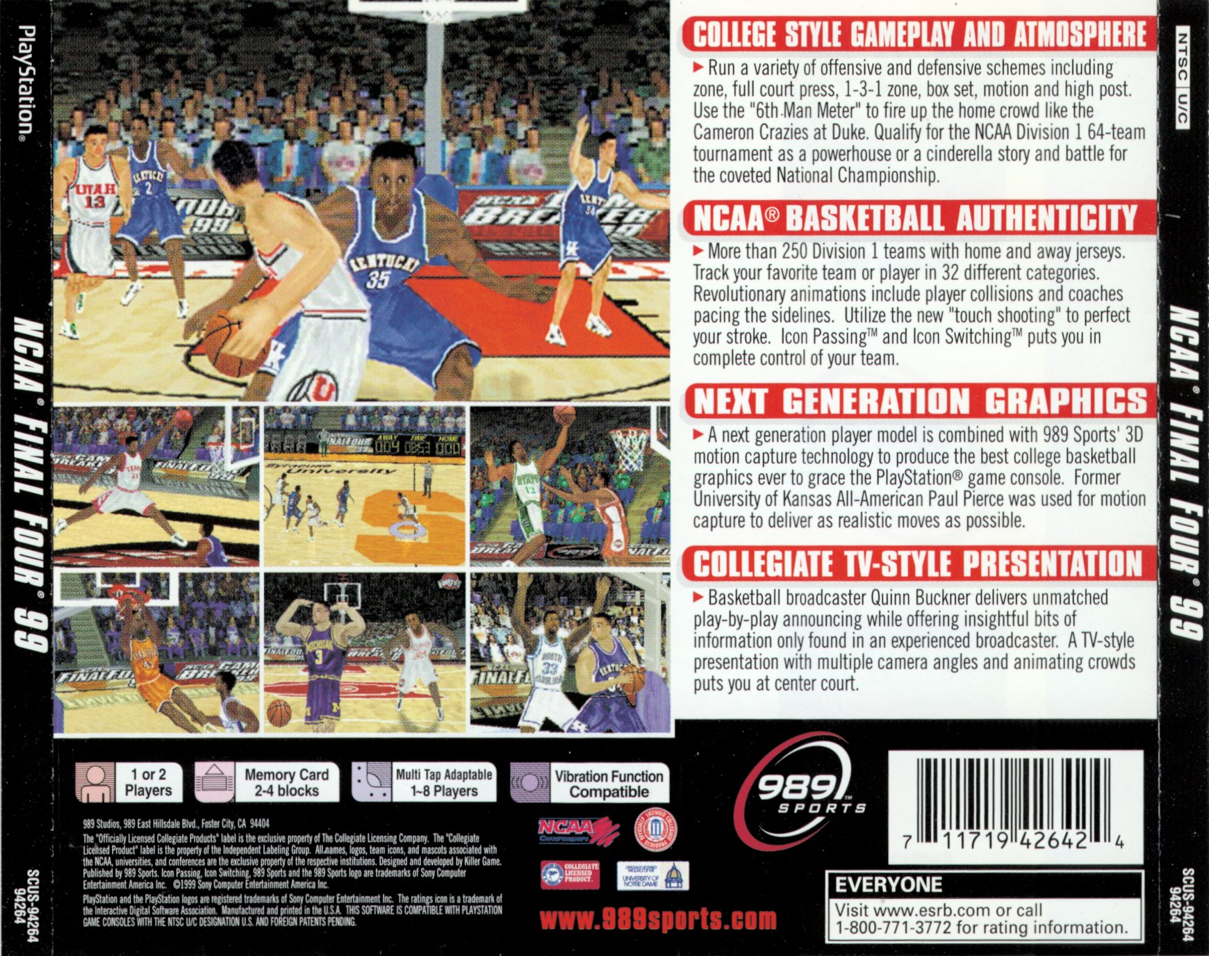 Contraportada de NCAA Final Four 99 · US