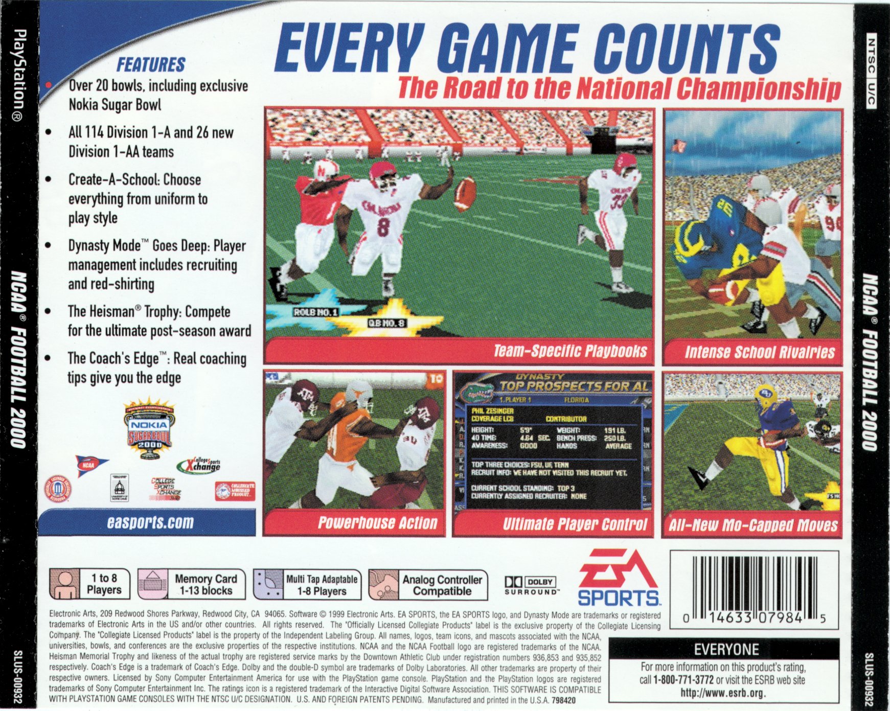 Contraportada de NCAA Football 2000 · US