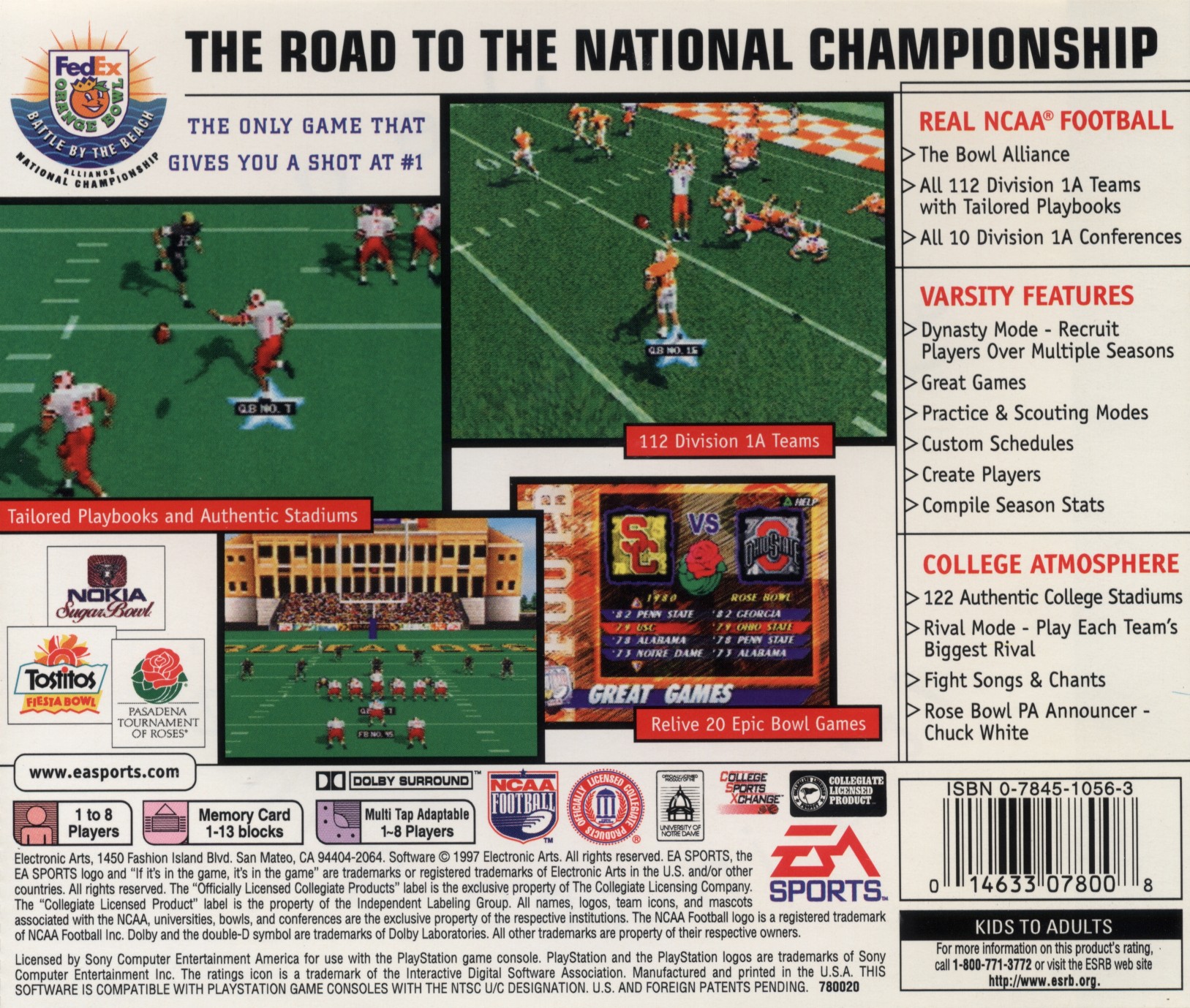 Contraportada de NCAA Football 98 · US