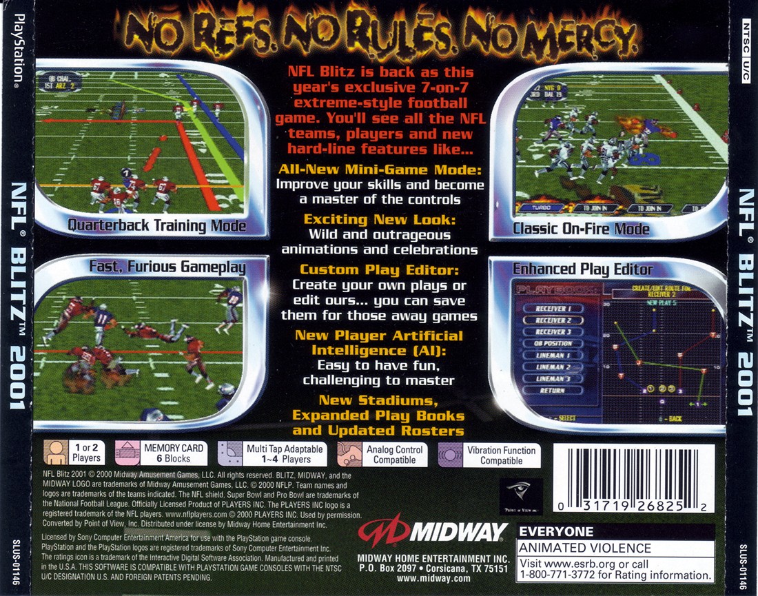 Contraportada de NFL Blitz 2001 · US