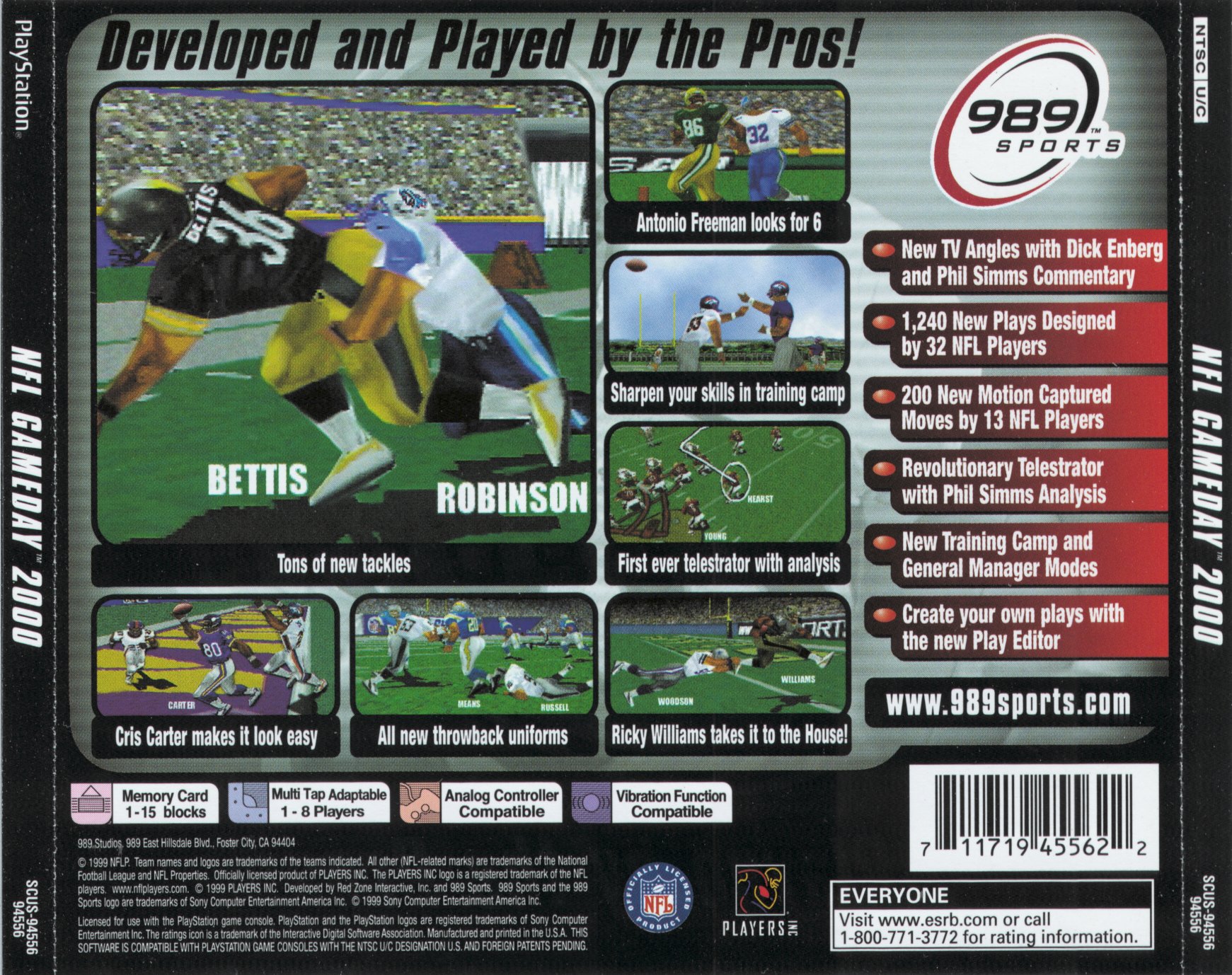 Contraportada de NFL GameDay 2000 · US