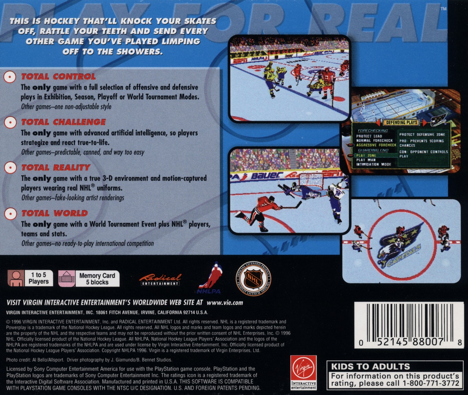 Contraportada de NHL Powerplay 96 · US