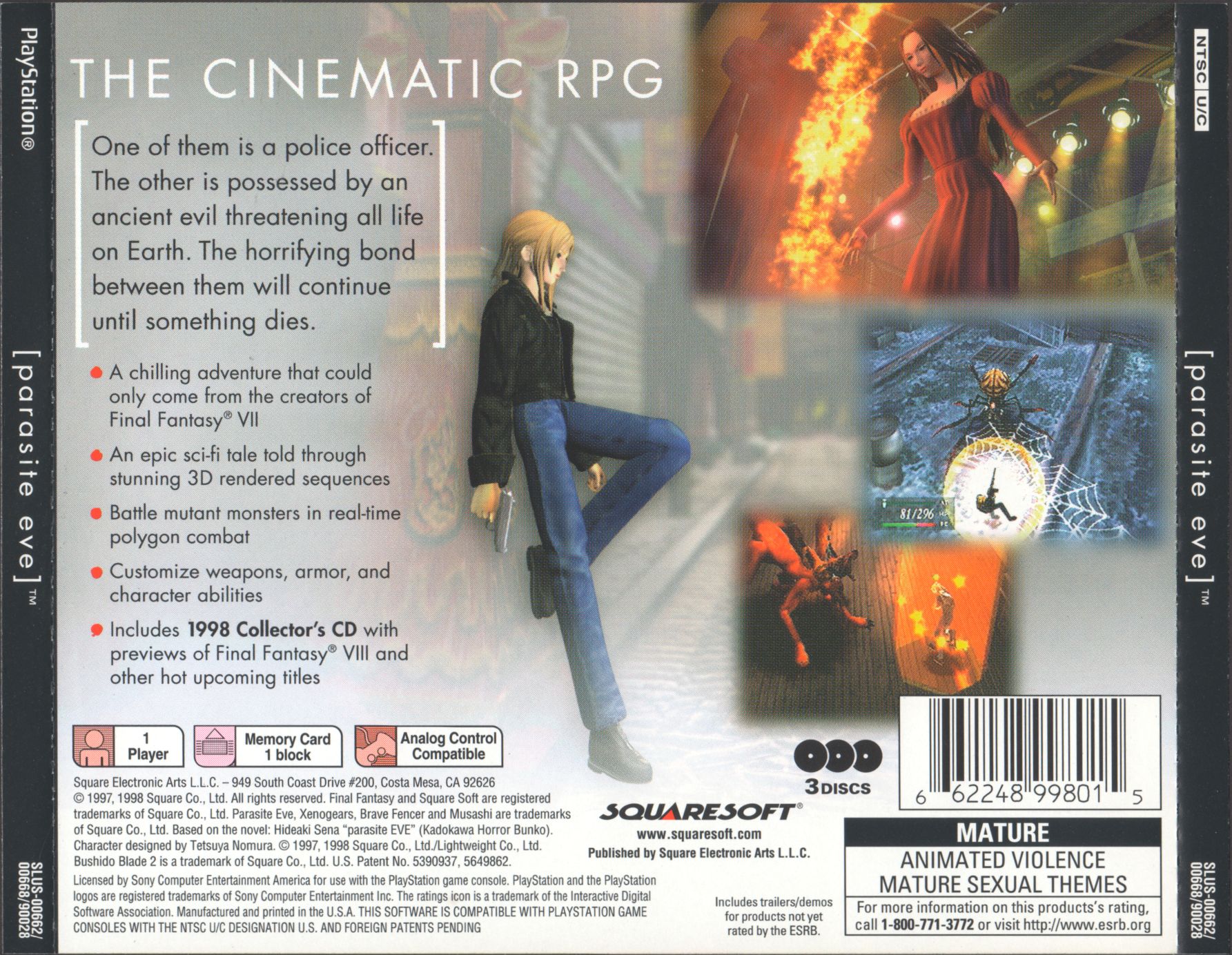 Contraportada de Parasite Eve · US