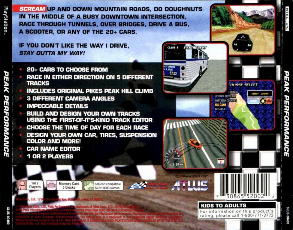 Contraportada de Peak Performance · US