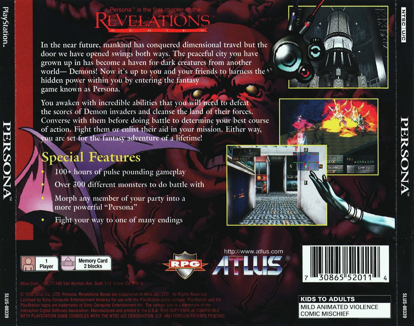 Contraportada de Persona Revelations · US