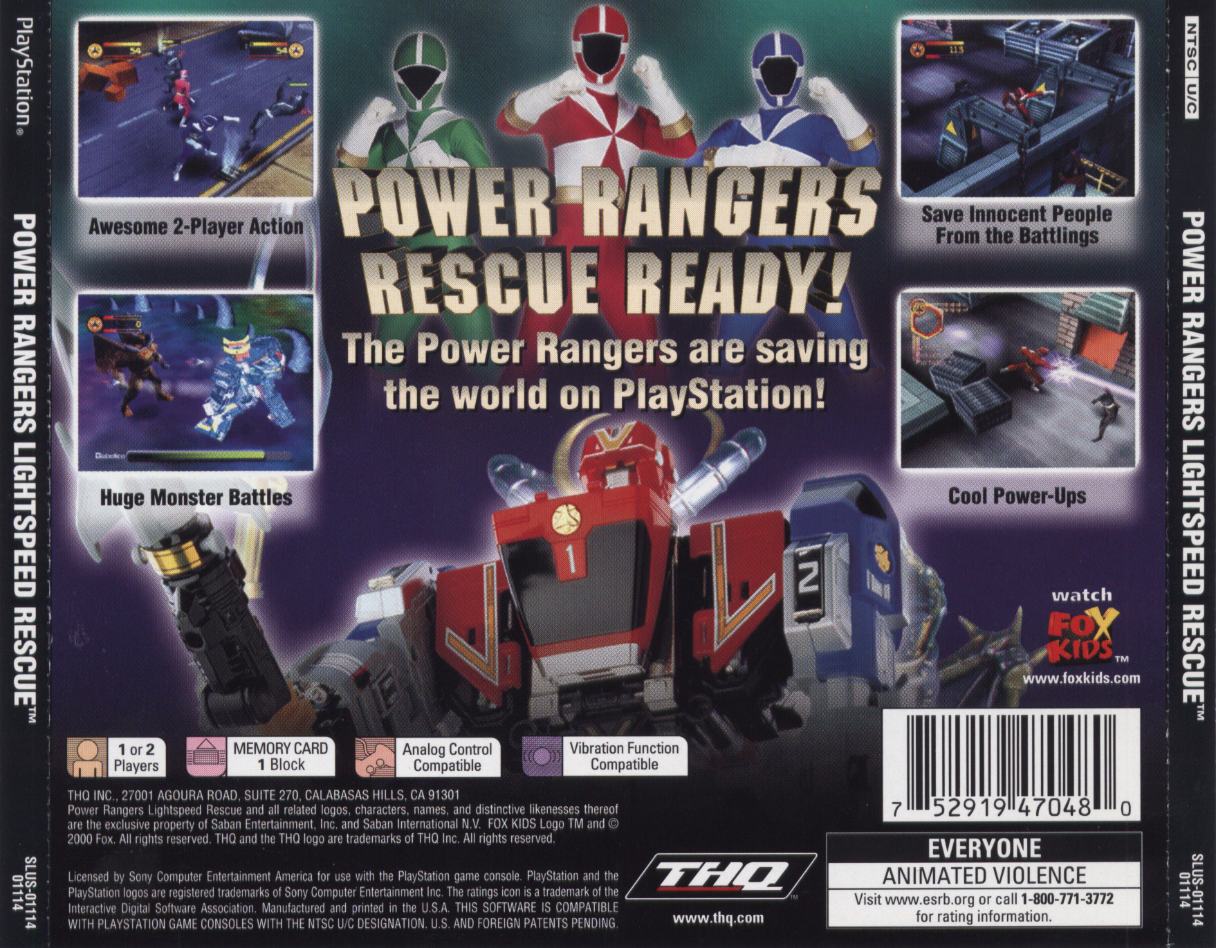 Contraportada de Power Rangers Lightspeed Rescue · US