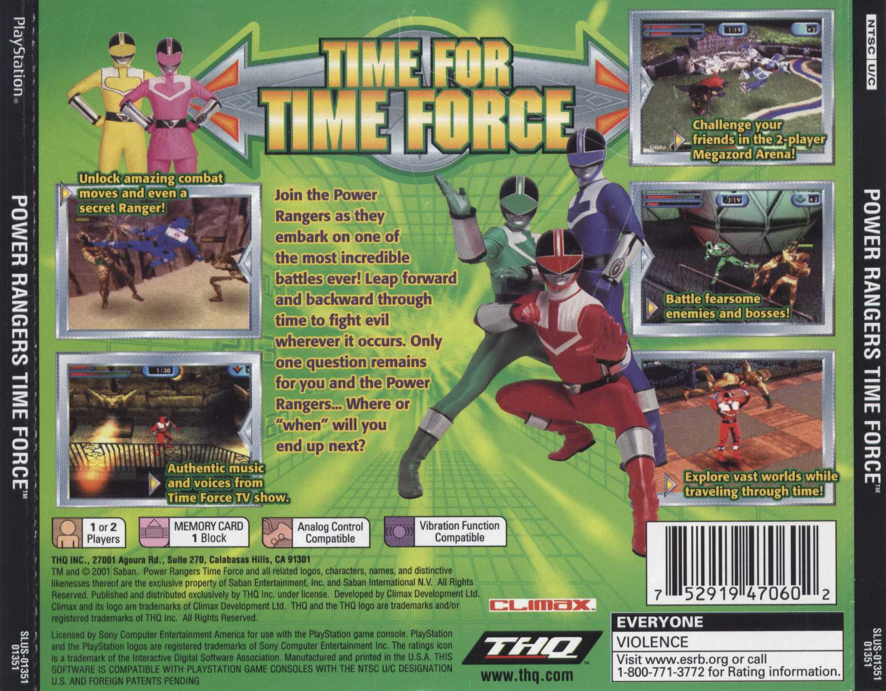 Contraportada de Power Rangers Time Force · US