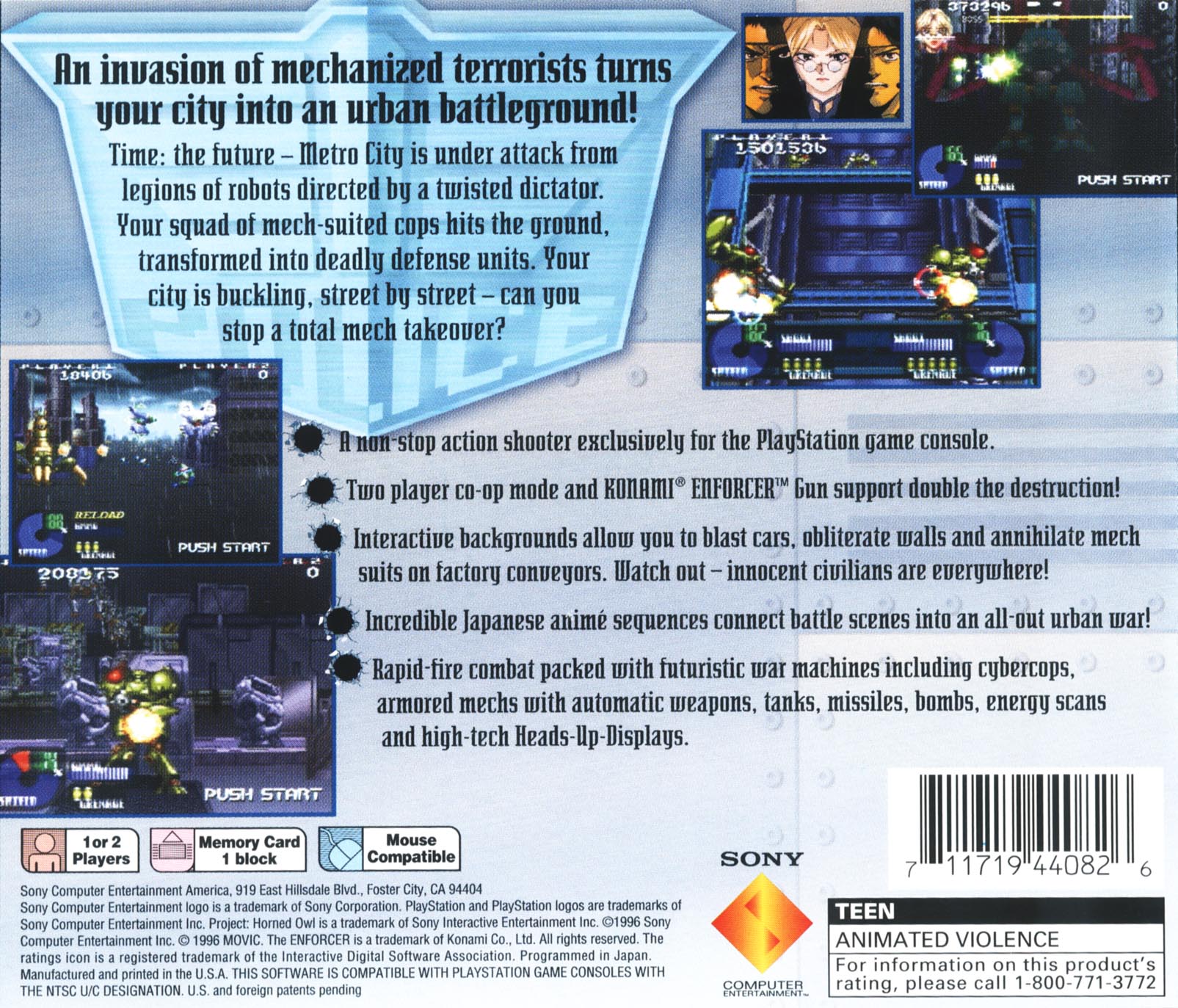 Contraportada de Project Horned Owl · US