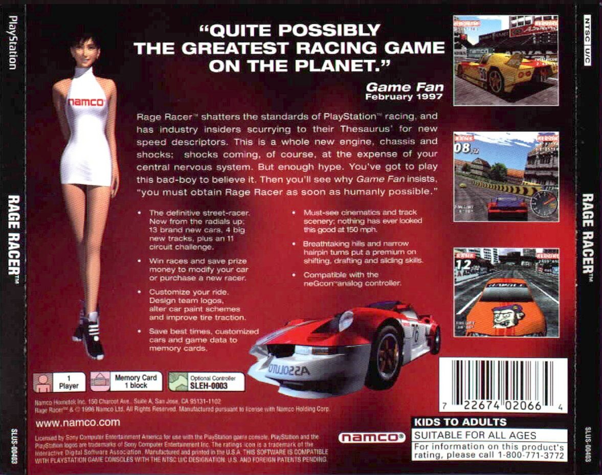 Contraportada de Rage Racer · US