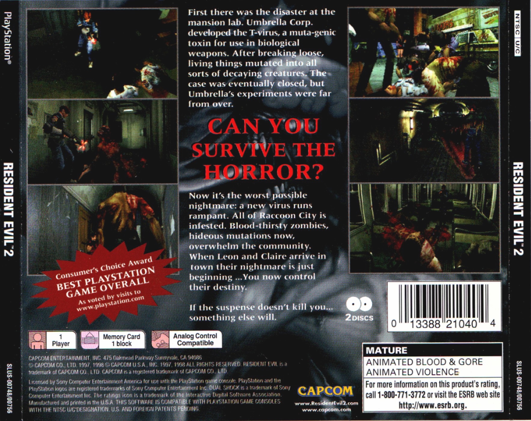 Contraportada de Resident Evil 2 · US