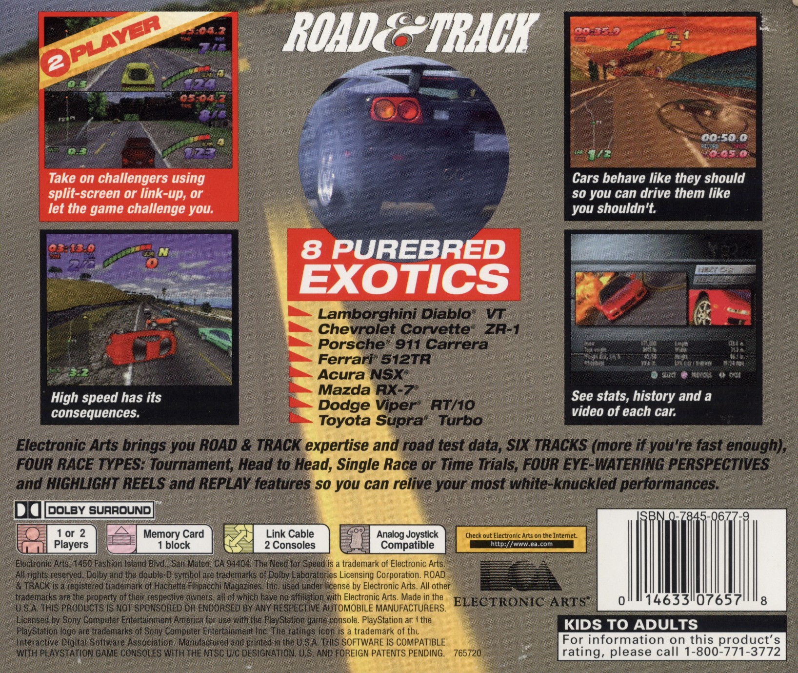 Contraportada de Road & Tracks Presents - The Need for Speed · US