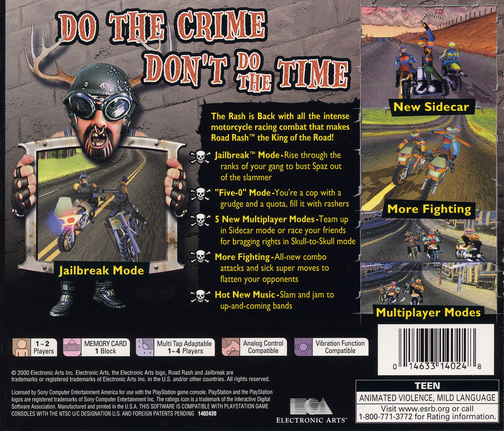 Contraportada de Road Rash Jailbreak · US