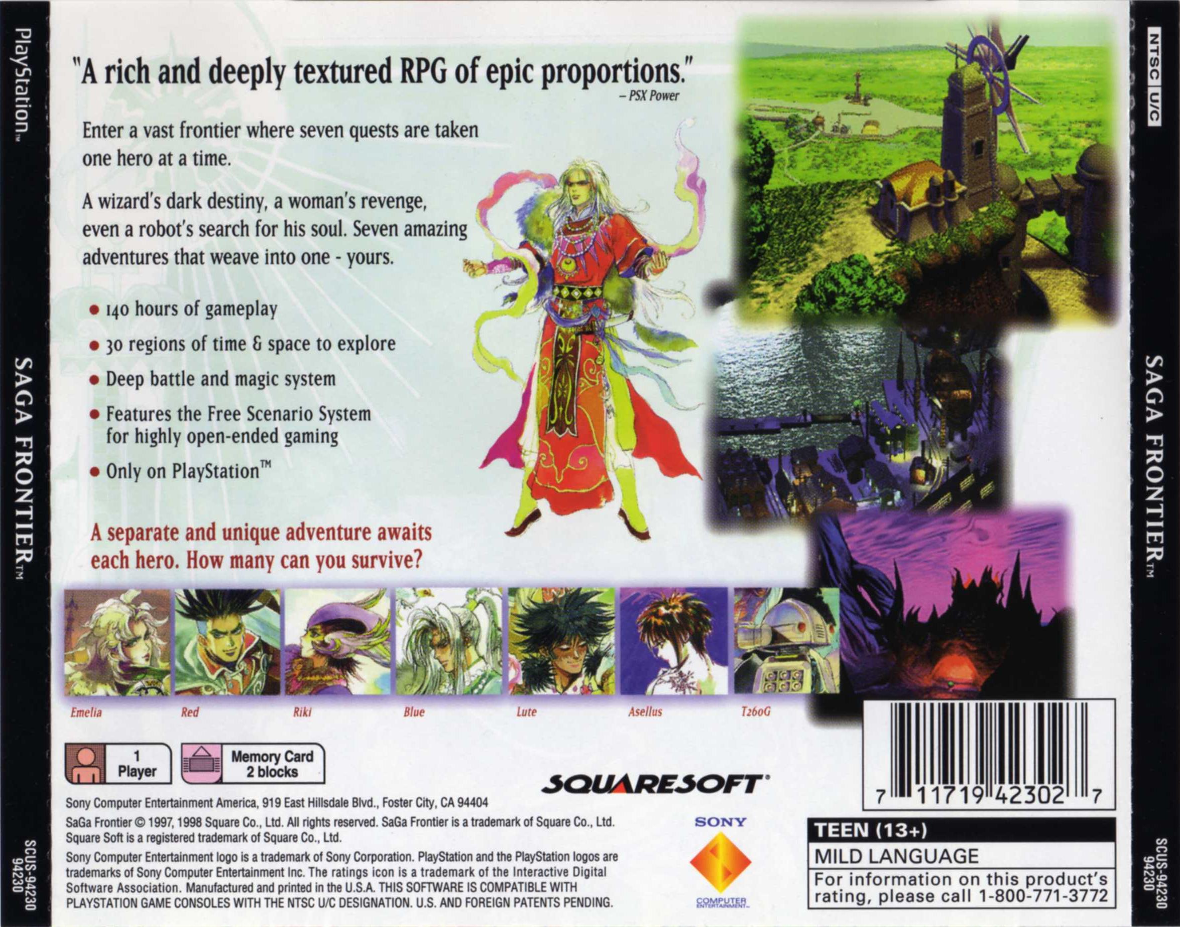 Contraportada de Saga Frontier · US