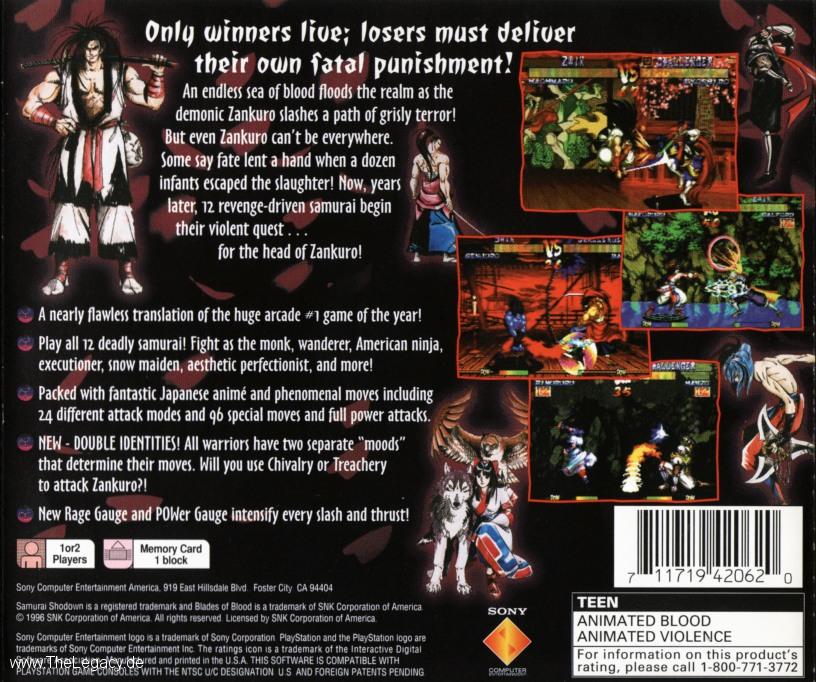 Contraportada de Samurai Shodown III - Blades of Blood · US