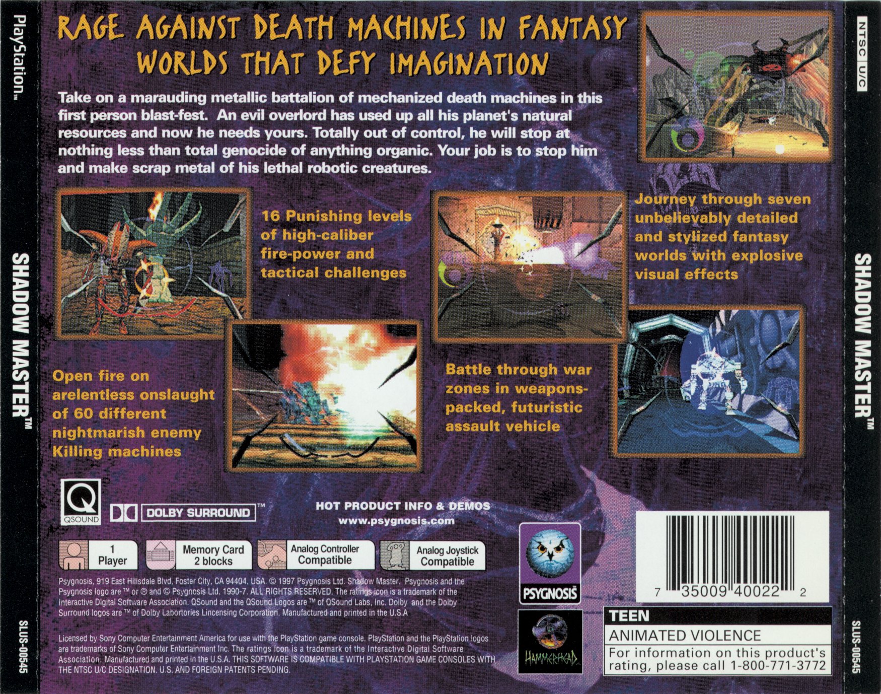 Contraportada de Shadow Master · US