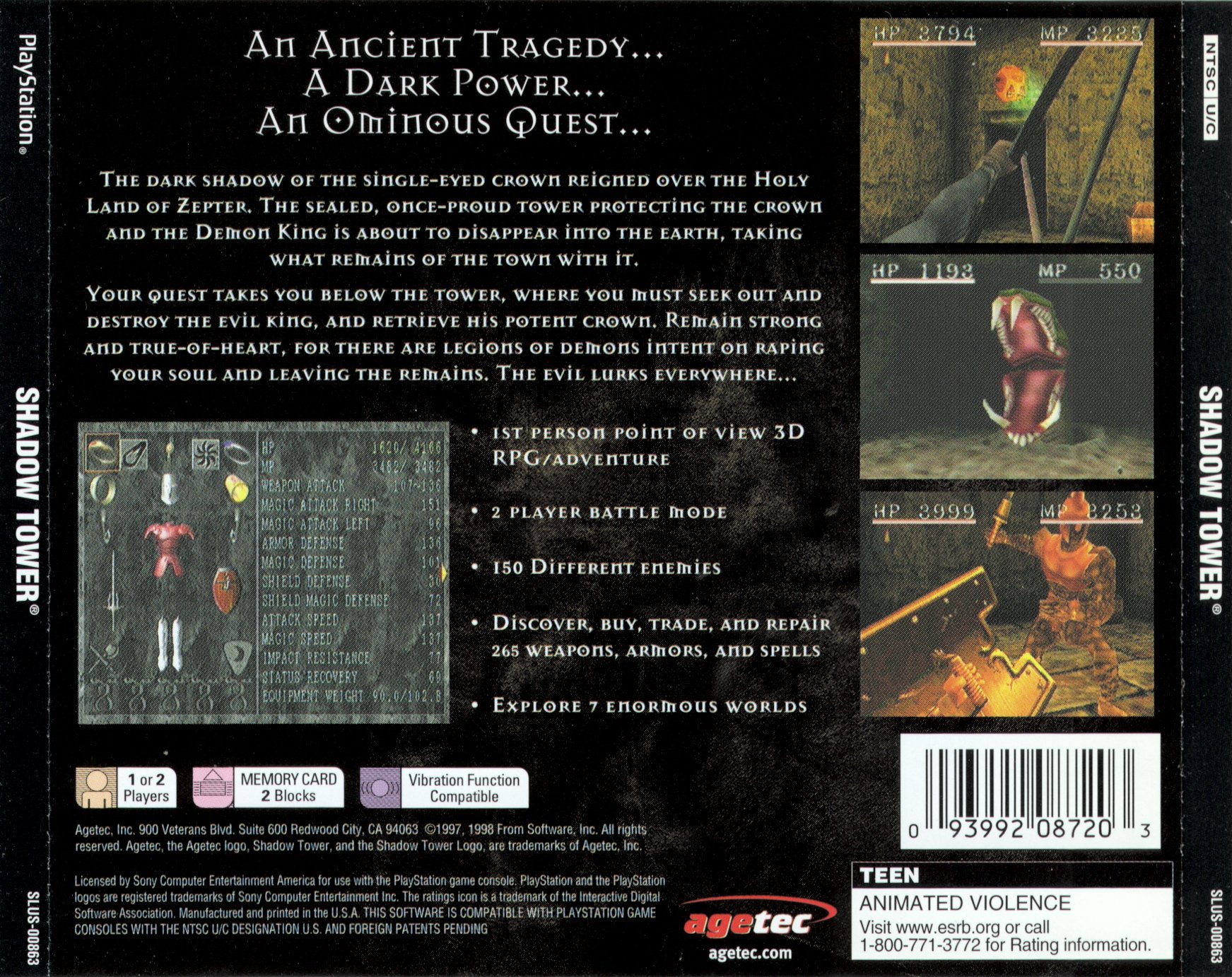 Contraportada de Shadow Tower · US