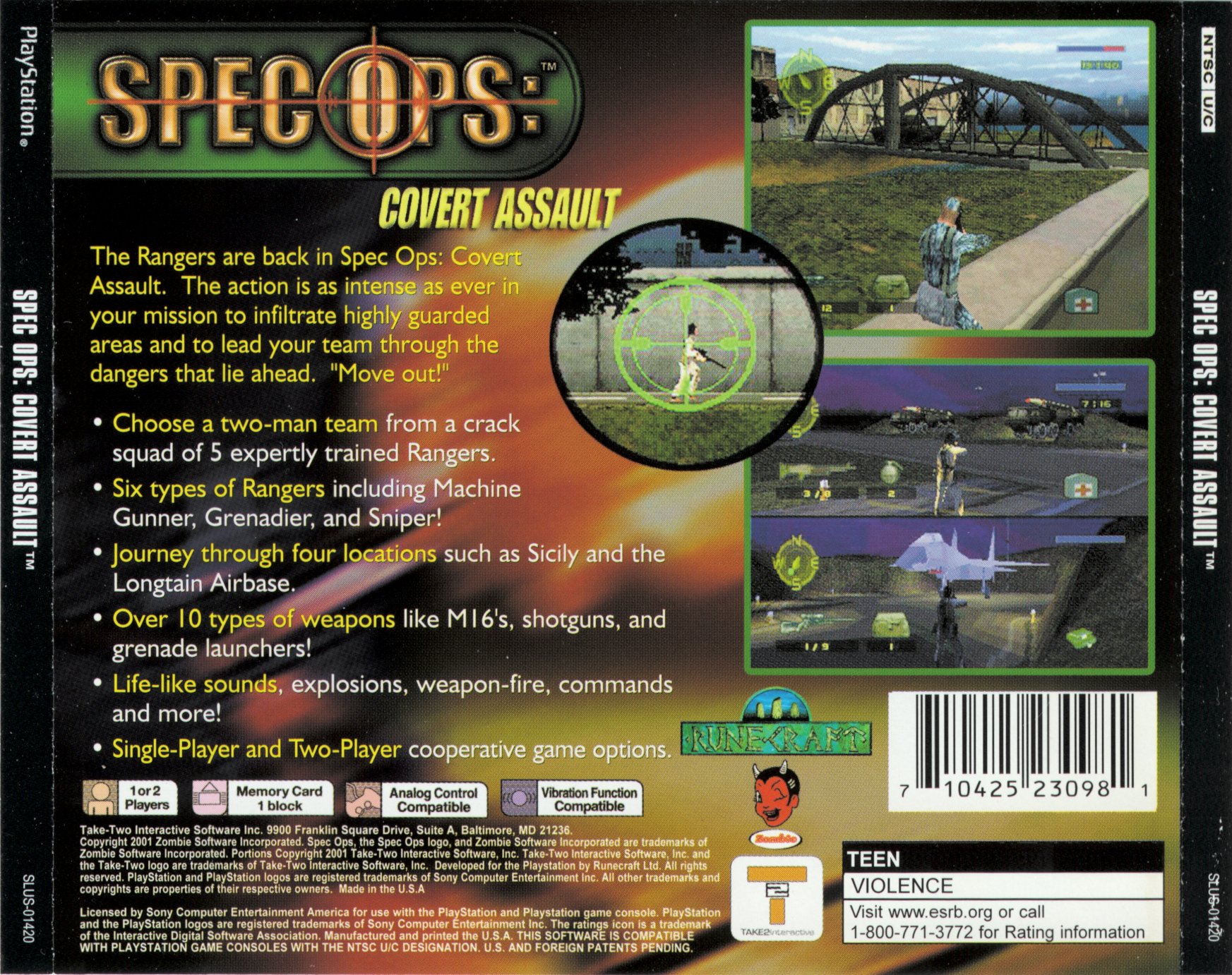 Contraportada de Spec Ops Covert Assault · US