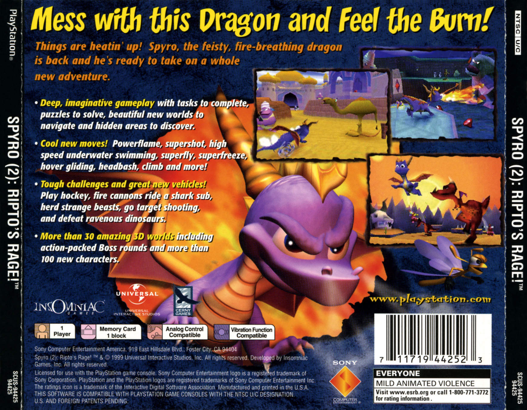 Contraportada de Spyro 2 - Ripto's Rage · US