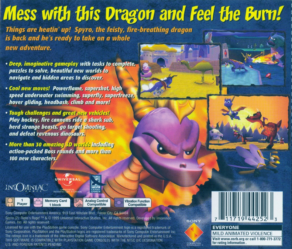 Contraportada · Greatest Hits de Spyro 2 - Ripto's Rage · US