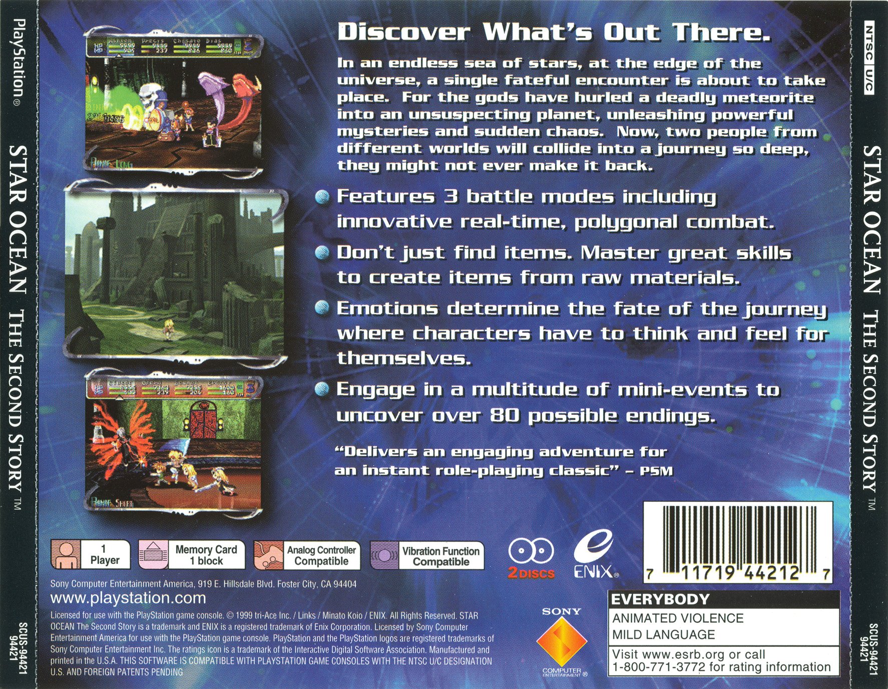 Contraportada de Star Ocean: The Second Story · US