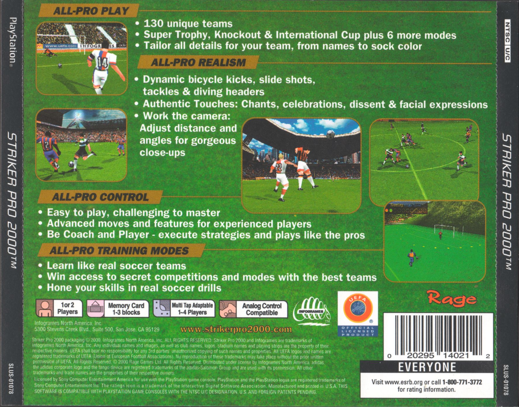 Contraportada de Striker Pro 2000 · US