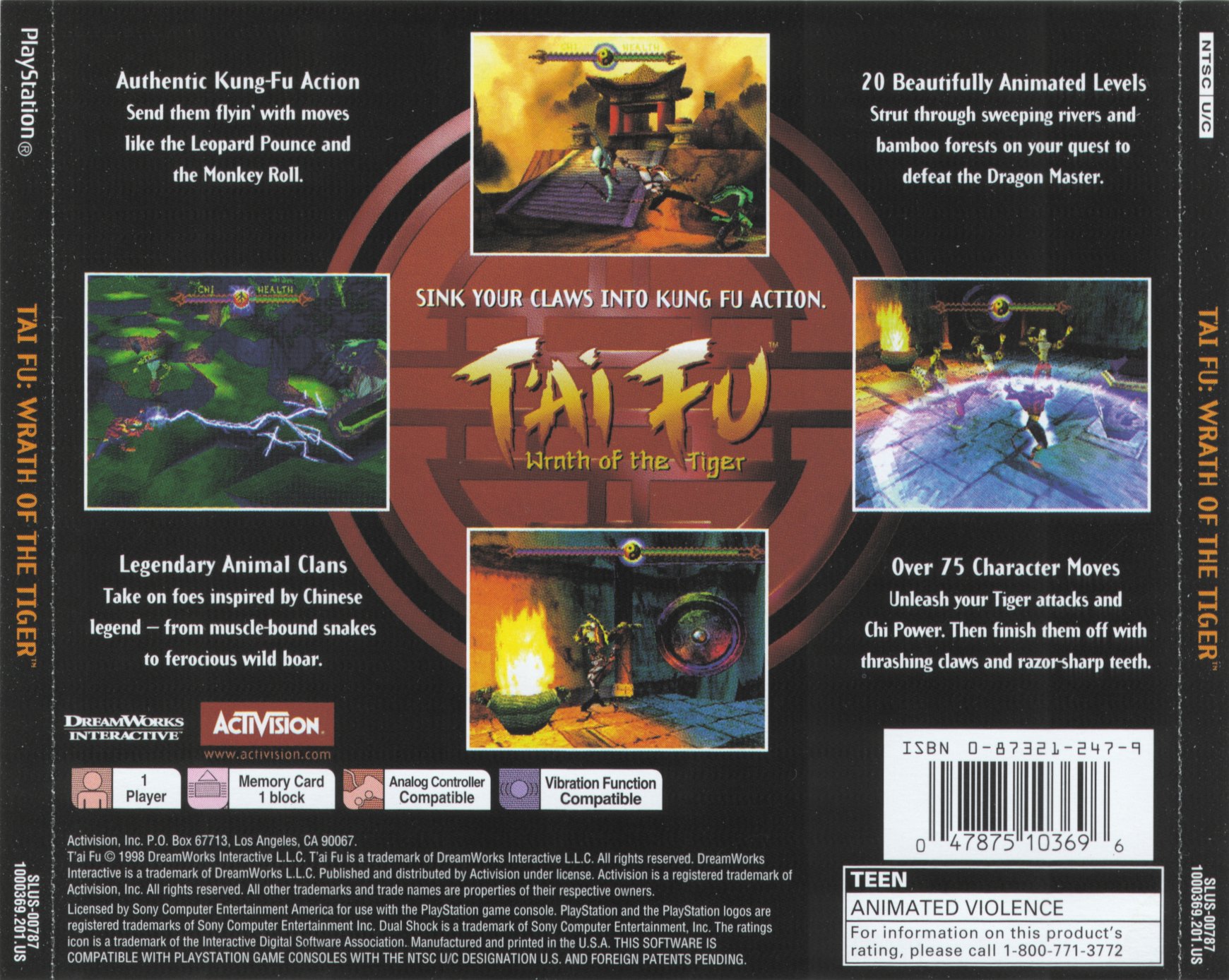 Contraportada de Tai Fu Wrath of the Tiger · US