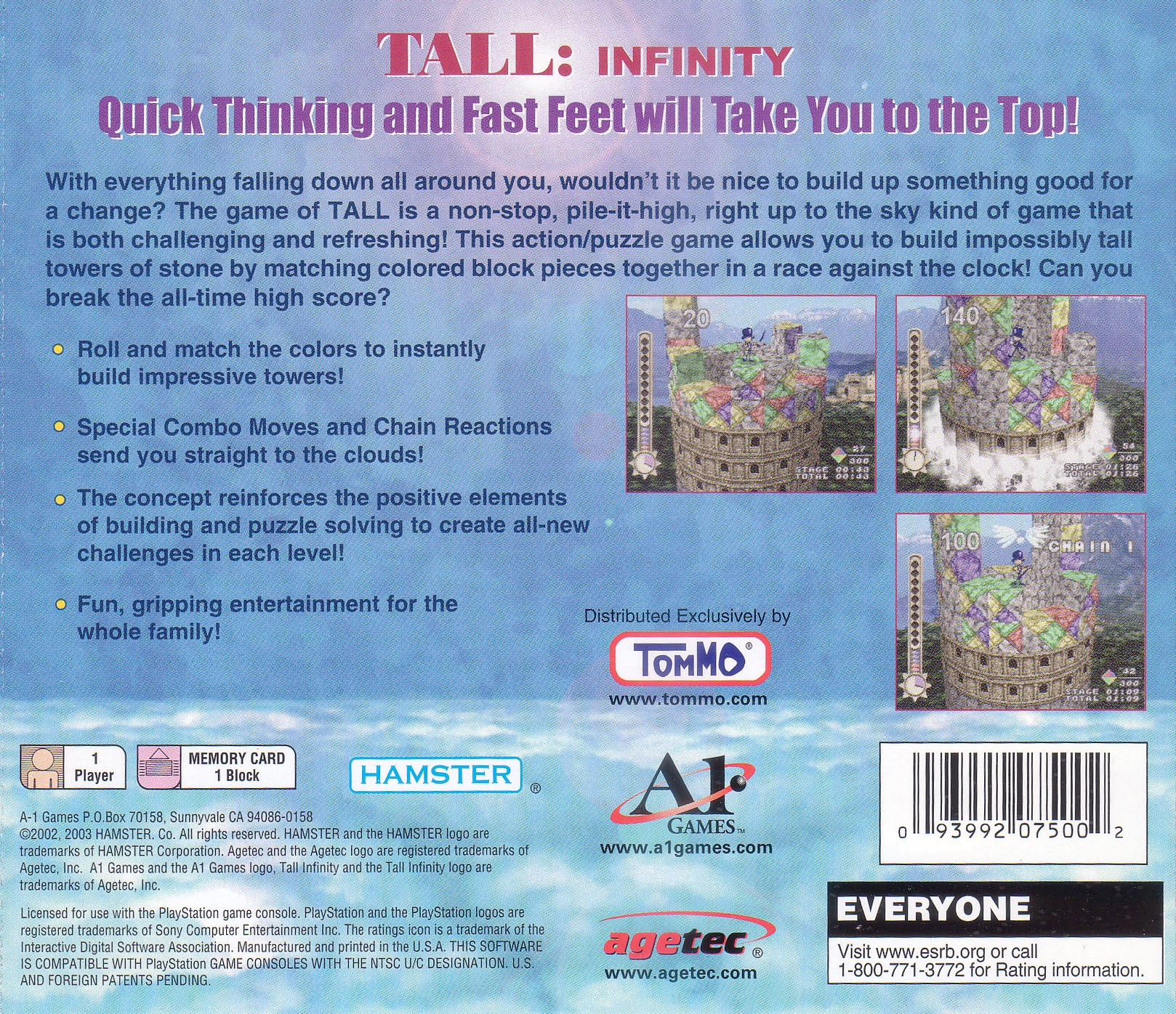 Contraportada de Tall Infinity · US