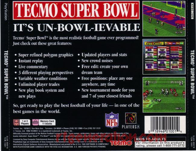 Contraportada de Tecmo Super Bowl · US