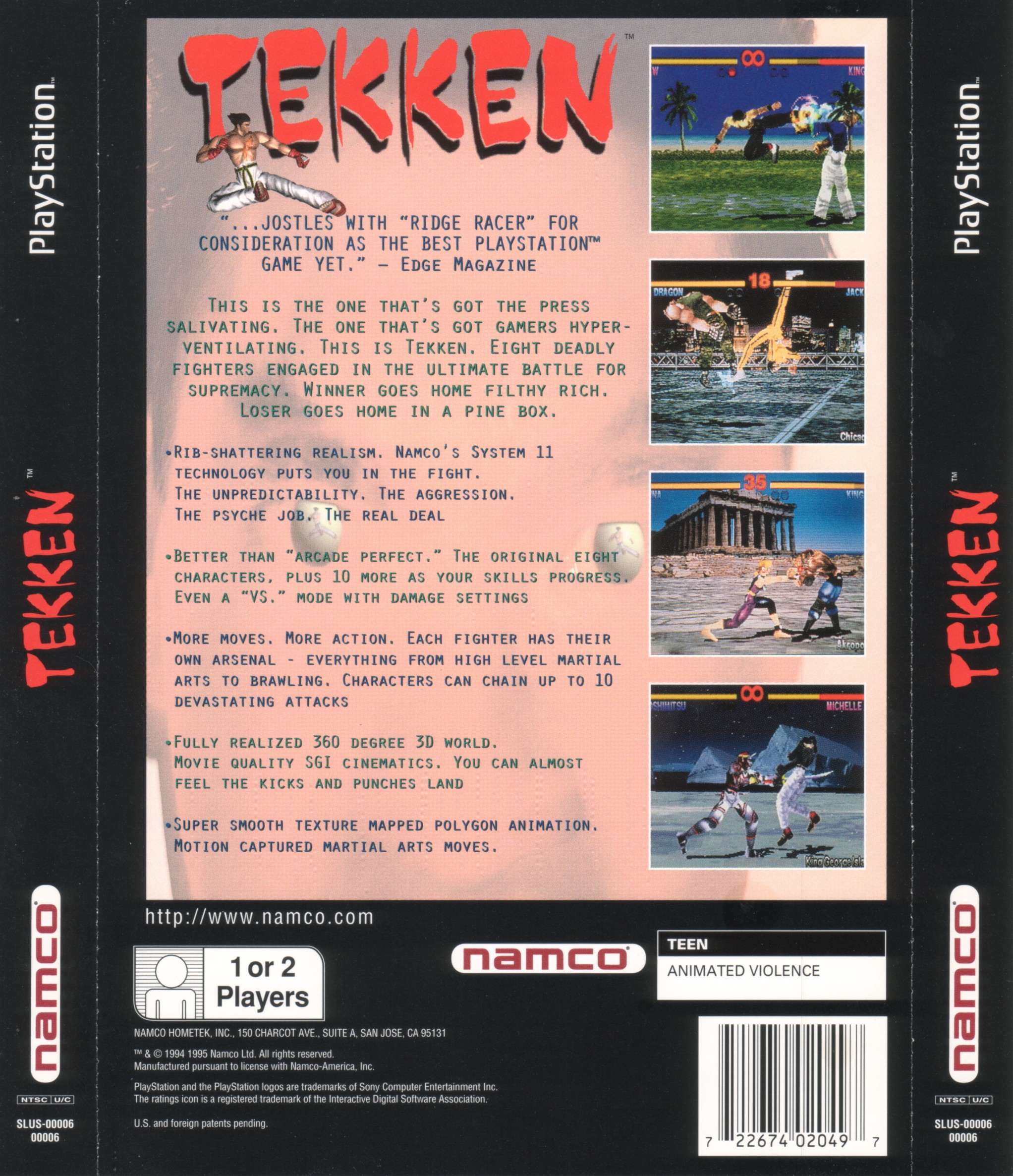 Contraportada de Tekken · US