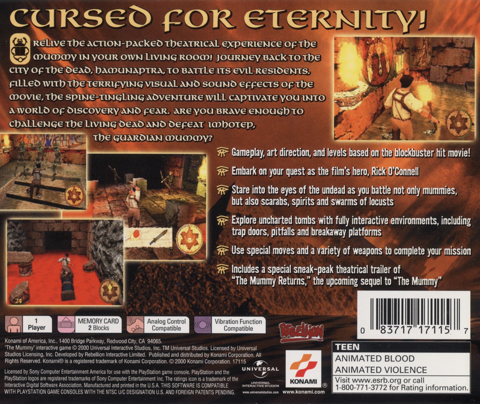 Contraportada de The Mummy · US