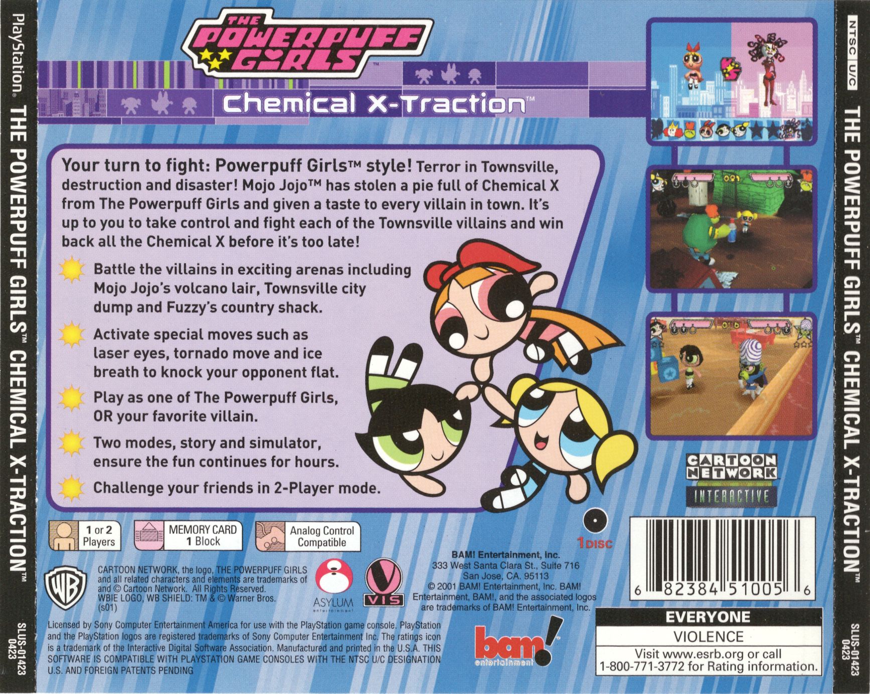 Contraportada de Powerpuff Girls Chemical X-Traction · US