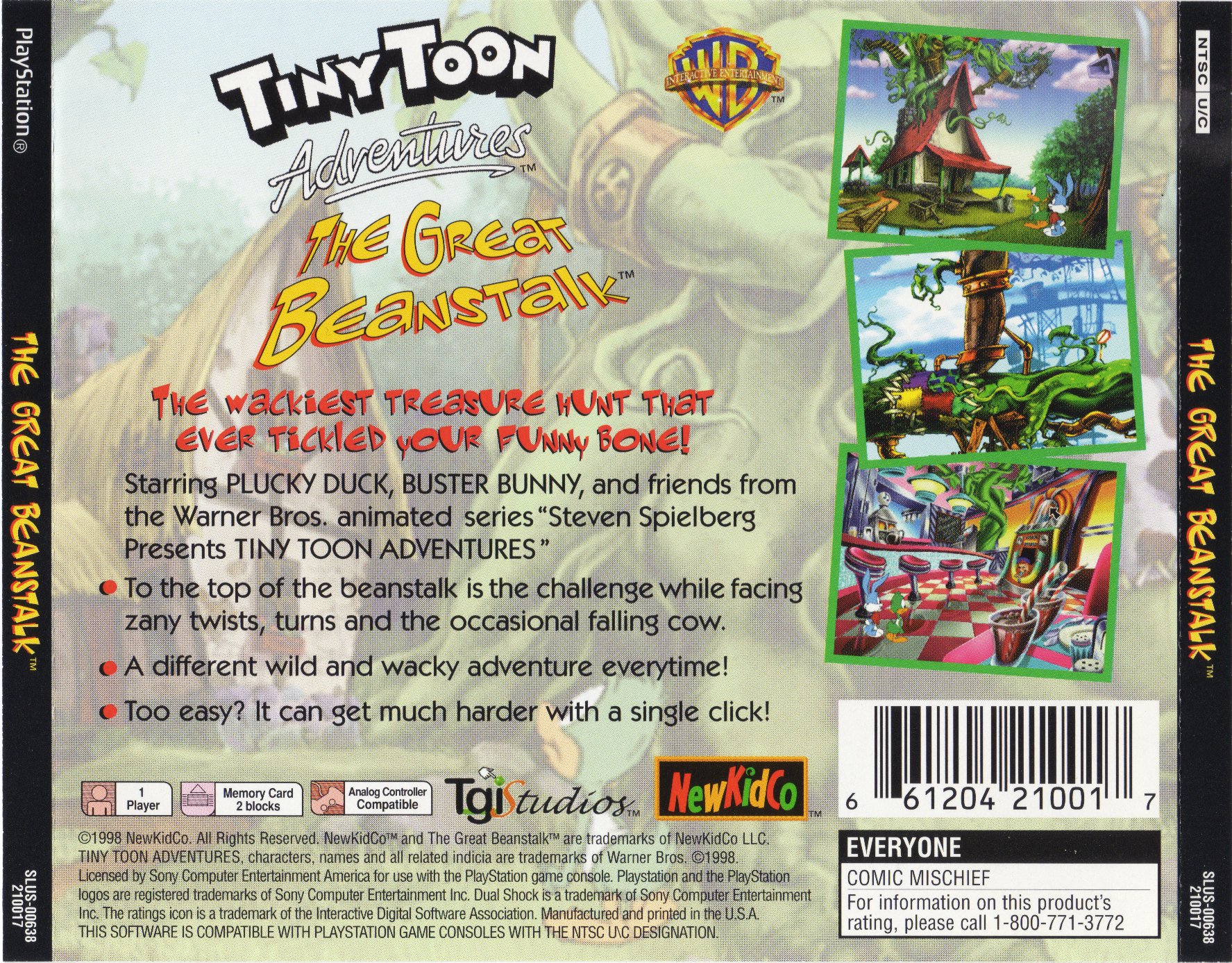 Contraportada de Tiny Toon Adventures The Great Beanstalk · US
