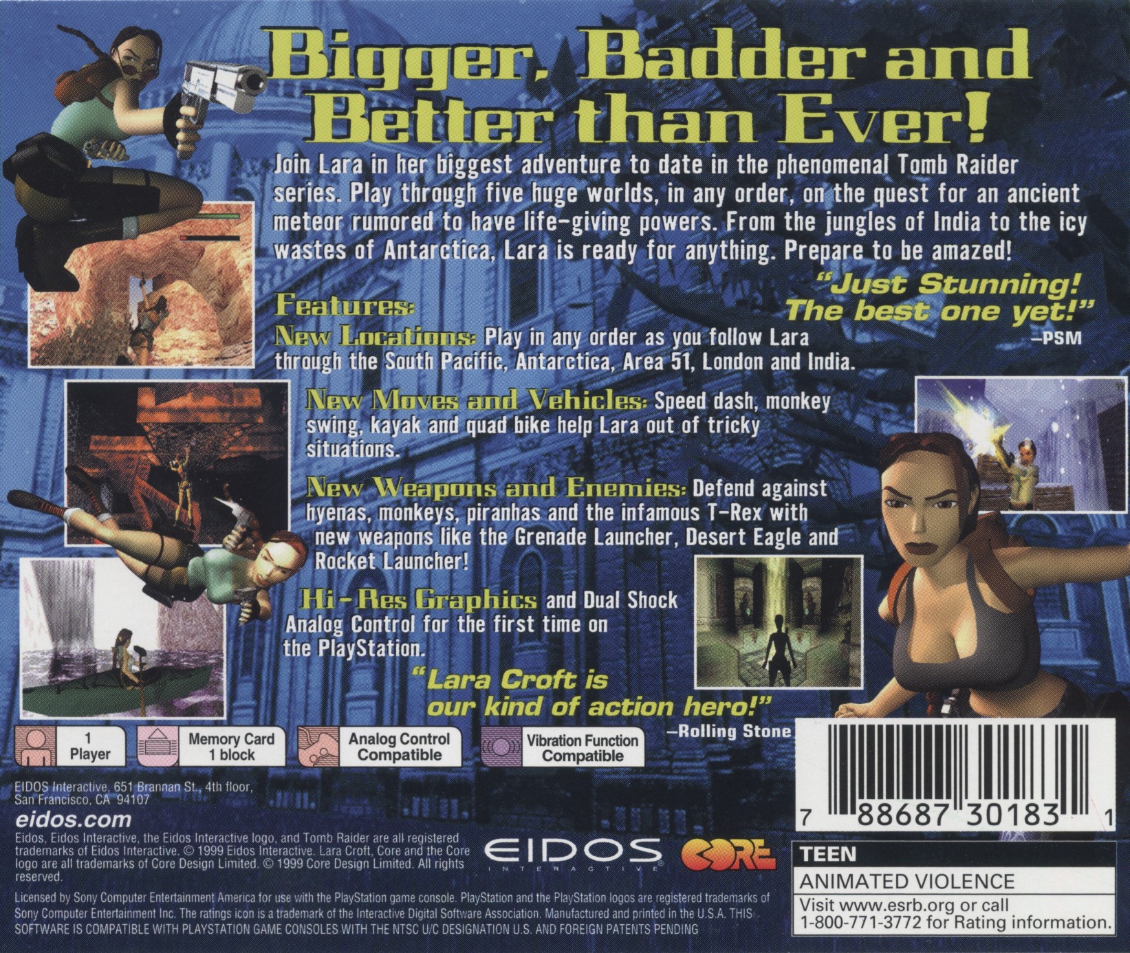 Contraportada · Greatest Hits de Tomb Raider III - Adventures of Lara Croft · US