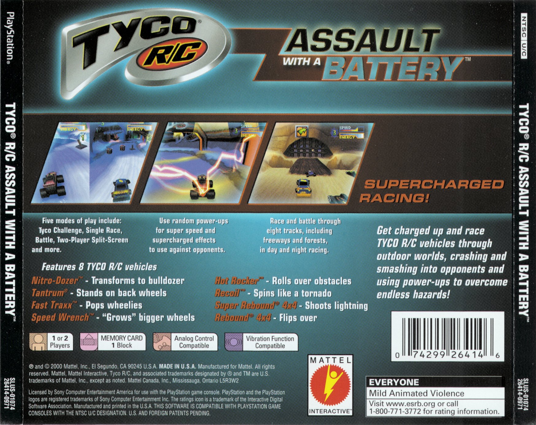 Contraportada de Tyco R/C Assault with a Battery · US