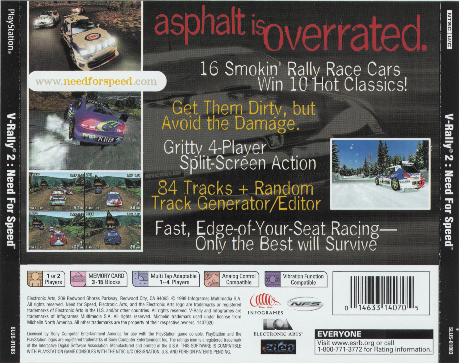 Contraportada de Need for Speed: V-Rally 2 · US