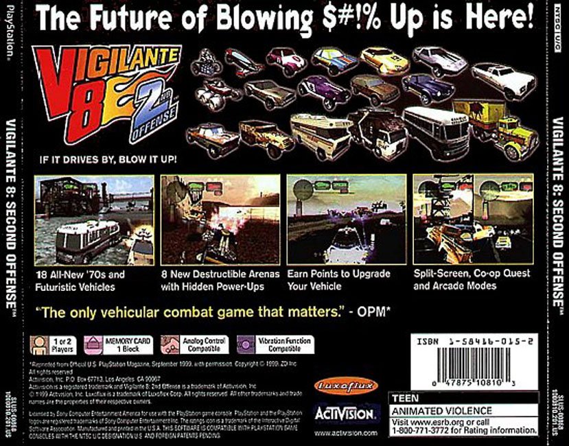 Contraportada de Vigilante 8 2nd Offense · US