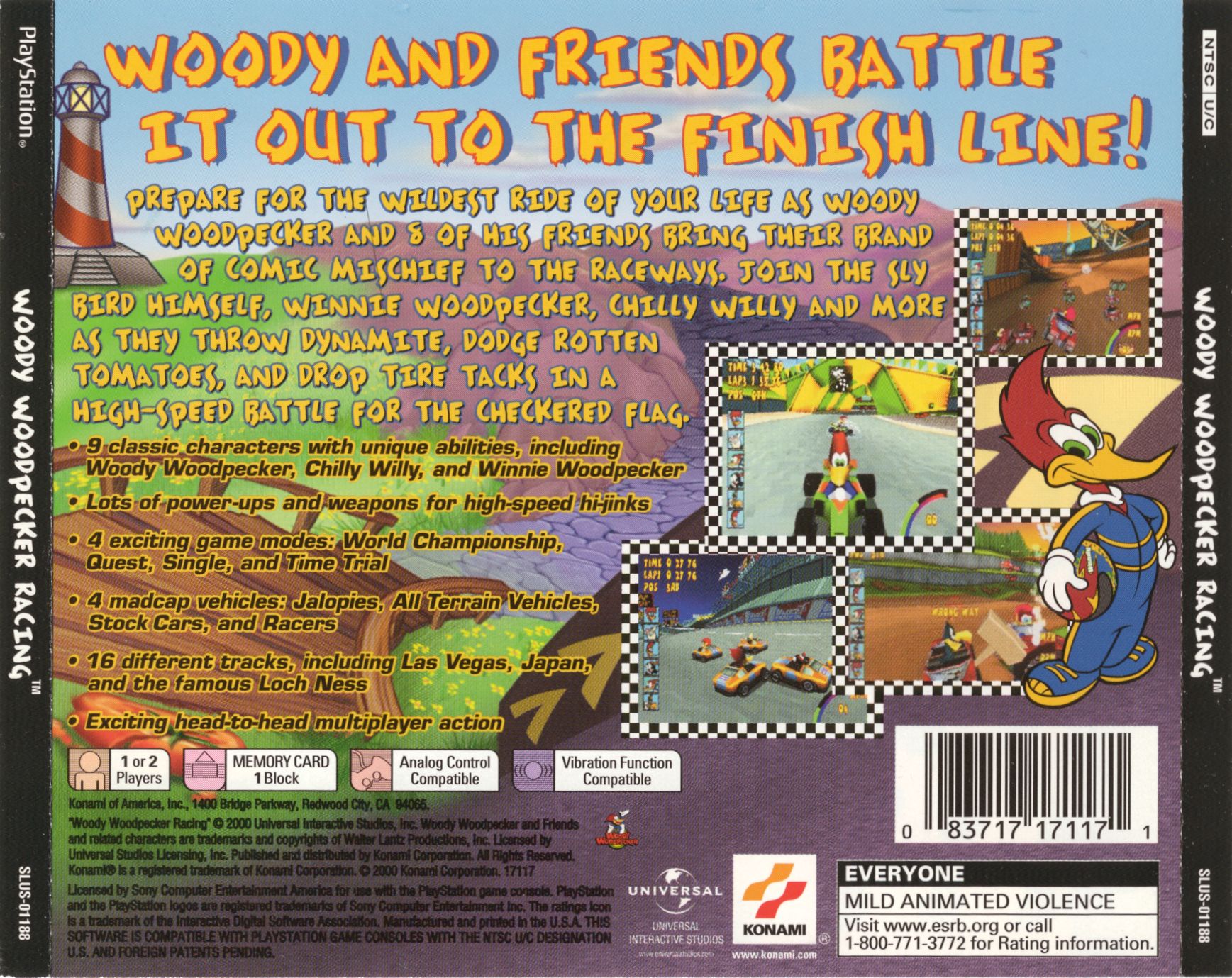 Contraportada de Woody Woodpecker Racing · US