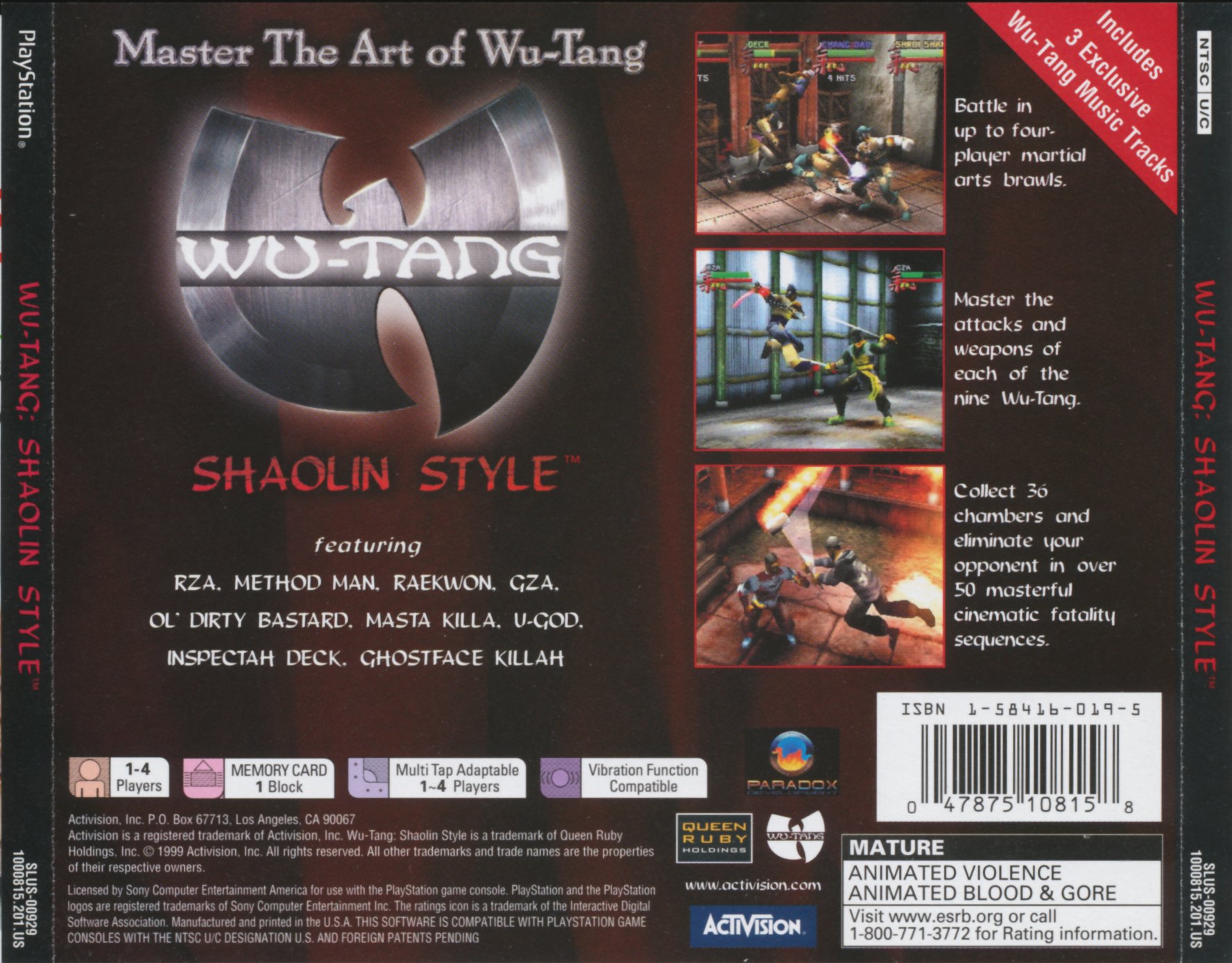 Contraportada de Wu-Tang Shaolin Style · US