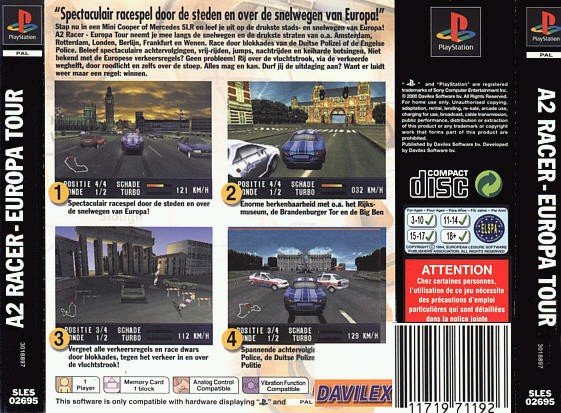 Contraportada de A2 Racer Europa Tour · EU