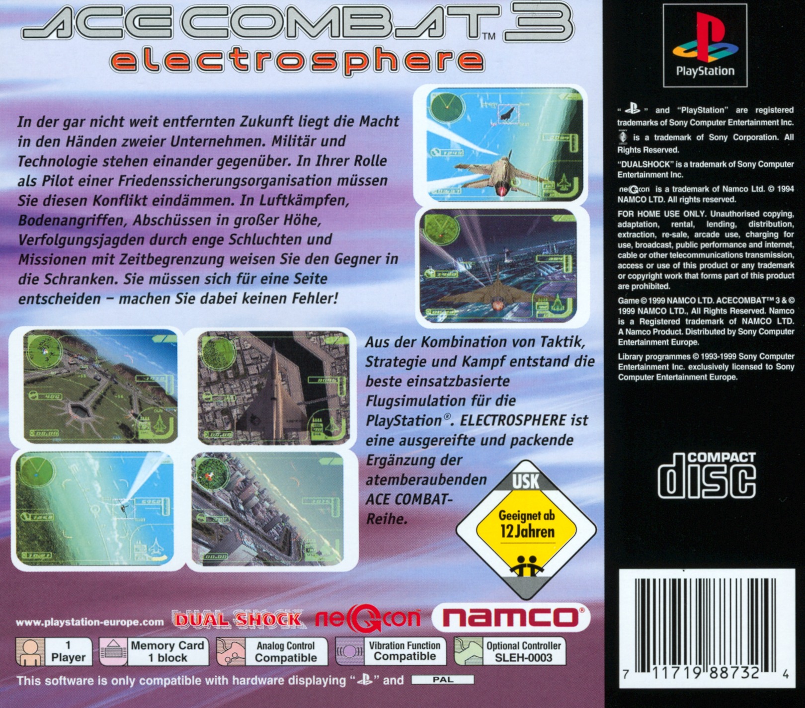 Contraportada de Ace Combat 3 Electrosphere · DE