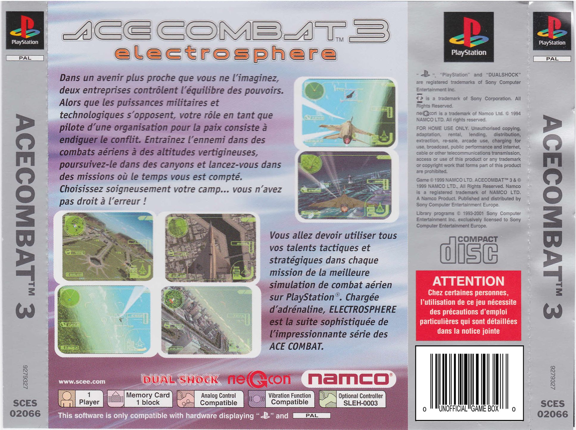 Contraportada · Platinum de Ace Combat 3 Electrosphere · FR