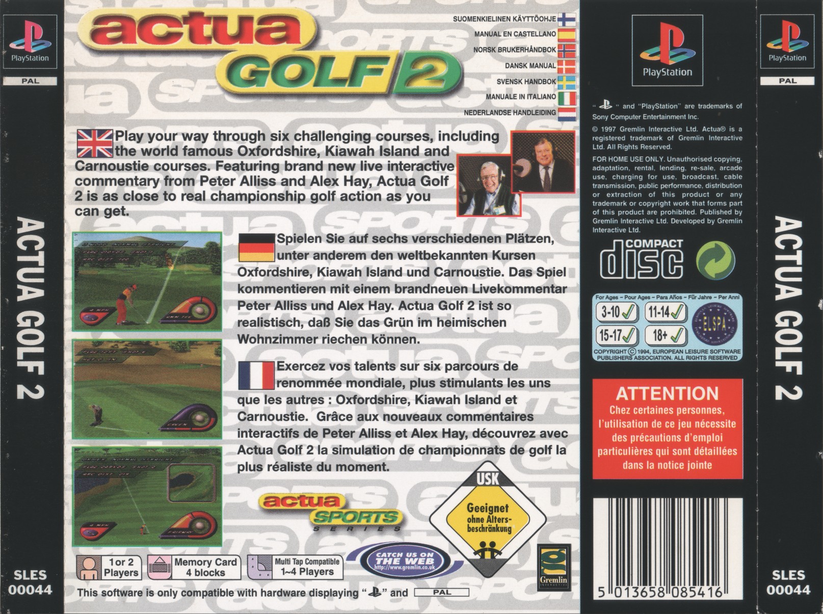 Contraportada de Actua Golf 2 · EU