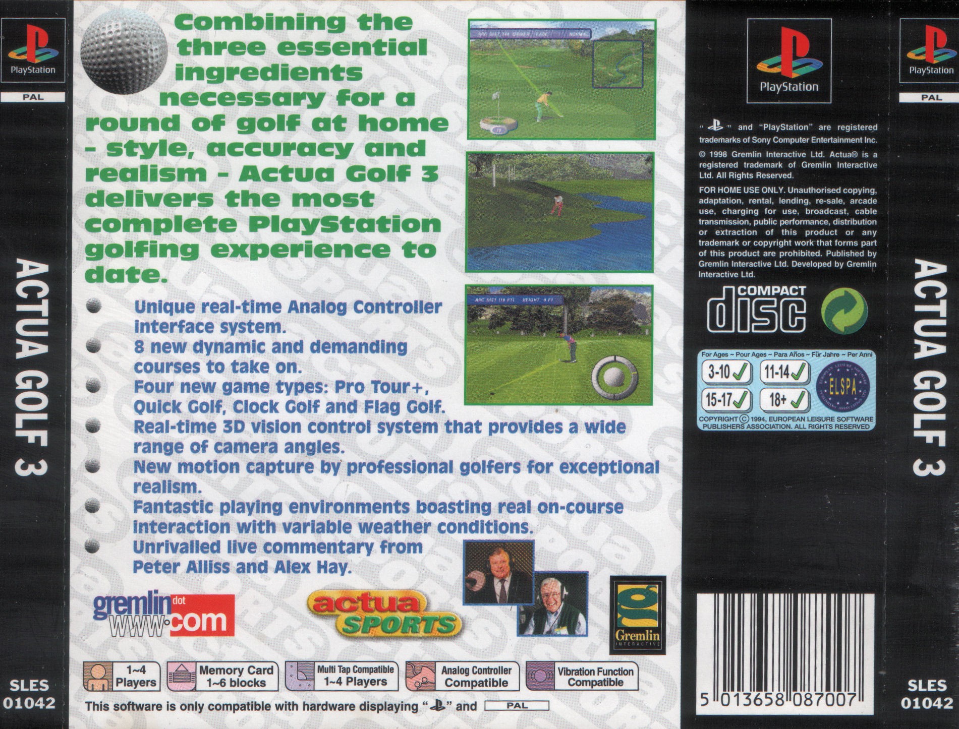 Contraportada de Actua Golf 3 · EU