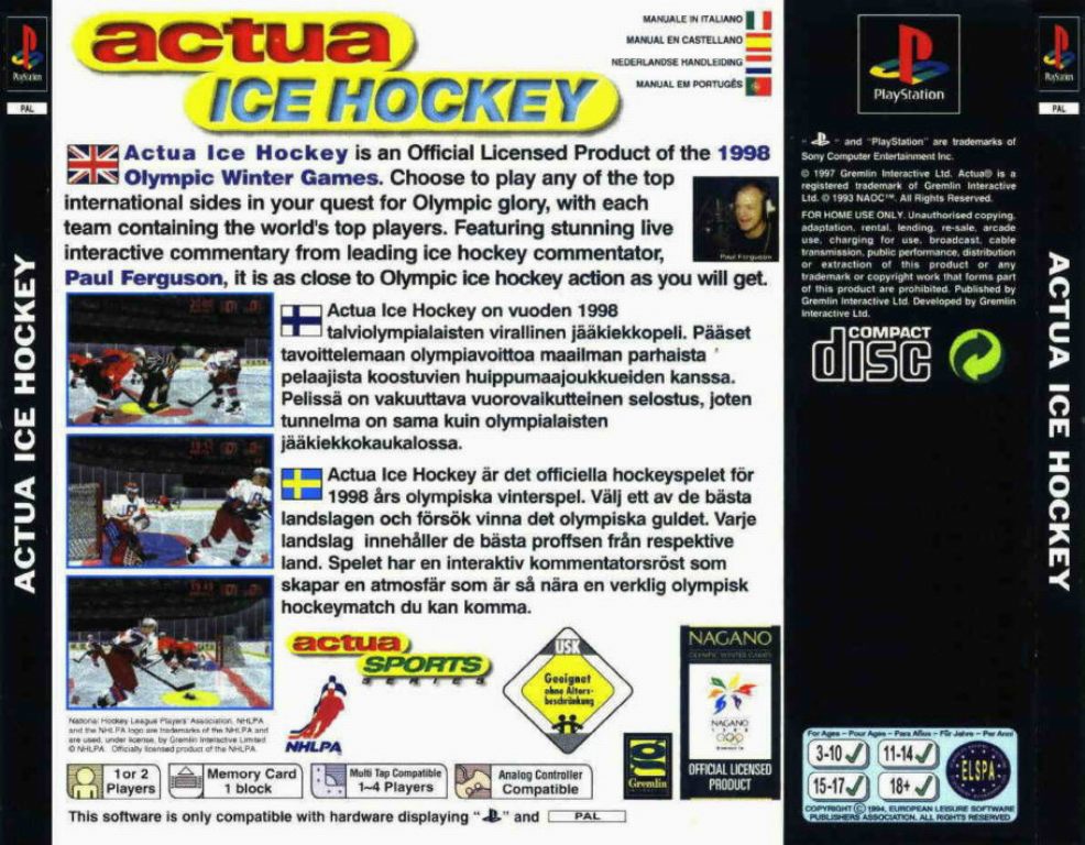 Contraportada de Actua Ice Hockey · EU