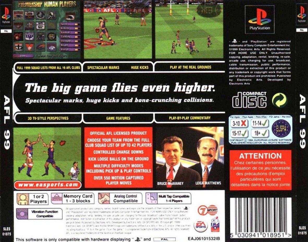 Contraportada de AFL '99 · EU