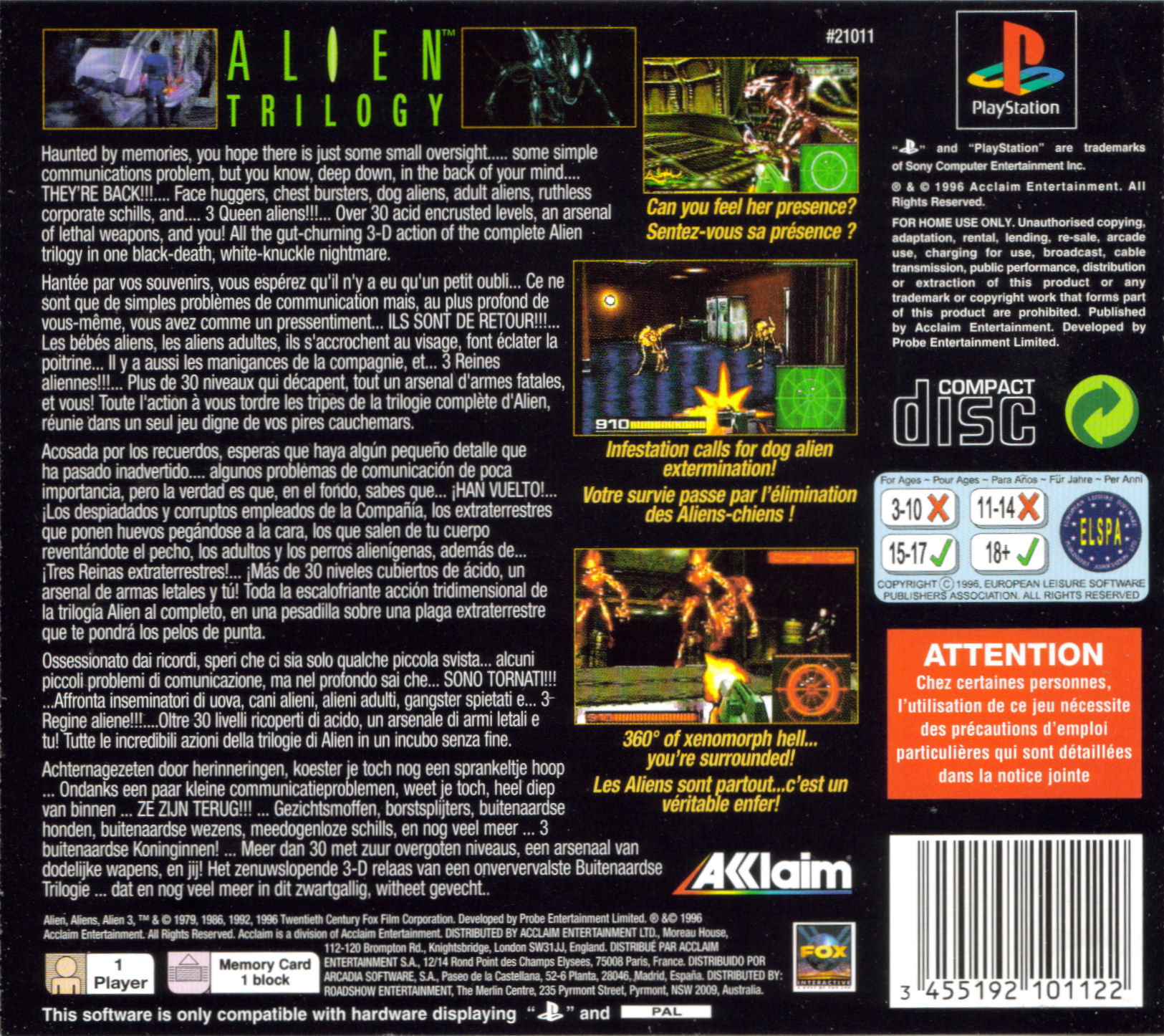 Contraportada de Alien Trilogy · EU